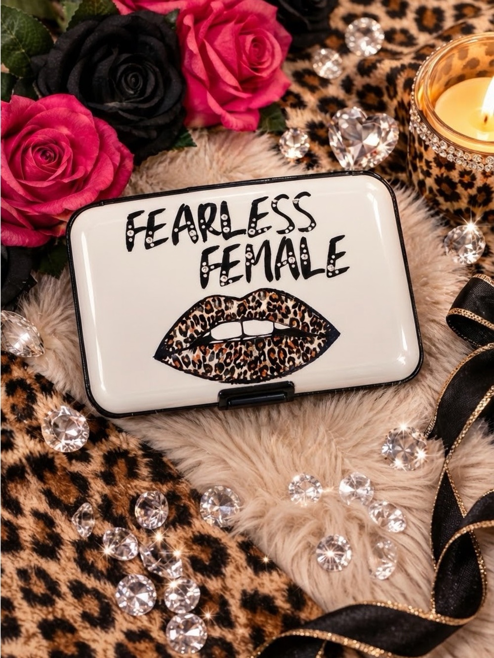 Fearless Female Leopard Lip Print Women’s cardholder